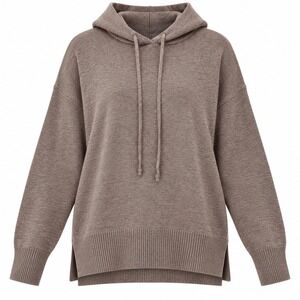GapBody Hoodie Sweater Size M Brown Bark Heather Relaxed Knit Pullover 3934
